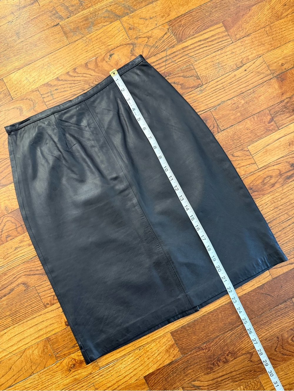 Vintage Mixit Genuine Leather Straight Pencil Skirt Black Y2K Minimalist Size 6 - Picture 9 of 16